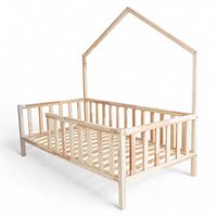 ŁÓŻKO DOMEK HANA 180x90 ŁÓŻKO DZIECIĘCE DREWNIANE BARIERKA + STELAŻ SOSNA
