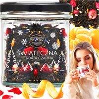 HERBATA NA PREZENT ŚWIĄTECZNA LIŚCIASTA 60G CZARNA PŁATKI RÓŻY ZIMOWA