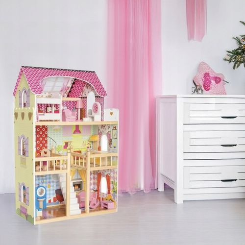 Domek dla Lalek Duży XXL Drewniany Mebelki Oświetlenie LED Akcesoria Meble na Arena.pl