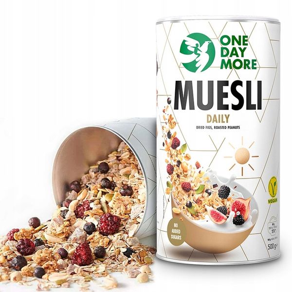 OneDayMore MUSLI CODZIENNE BEZ CUKRU tuba 500g zdjęcie 1