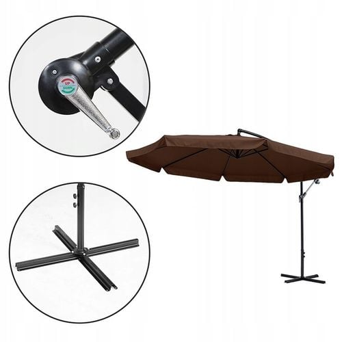 PARASOL OGRODOWY IKAR-BL-BR BRĄZOWY SKŁADANY Z WYSIĘGNIKIEM + POKROWIEC na Arena.pl