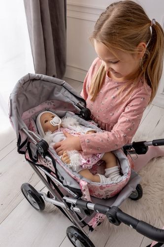 Wózek dla lalek 3w1 SPACEROWY GŁEBOKI + INTERAKTYWNA LALKA BOBAS zestaw XXL na Arena.pl