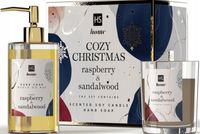 ZESTAW mydło + świeca COZY CHRISTMAS prezent drzewo sandałowe malina HISKIN