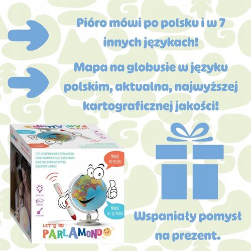 Globus ARTGLOB interaktywny podświetlany 8 JĘZYKÓW w tym POLSKI PARLAMONDO na Arena.pl