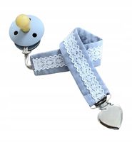 Zawieszka do smoczka z koronką vintage jasny szary