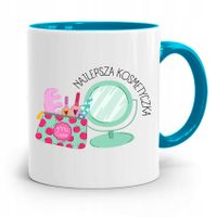 Kubek Błękitny Dla Kosmetyczki Najlepsza Prezent Z Nadrukiem Ze Zdjęciem