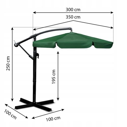 Parasol ogrodowy duży składany z wysięgnikiem pokrowiec 6 segmentów Ø 350cm na Arena.pl
