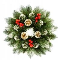 Wianek sztuczny Diamentowy z szyszkami 38 cm