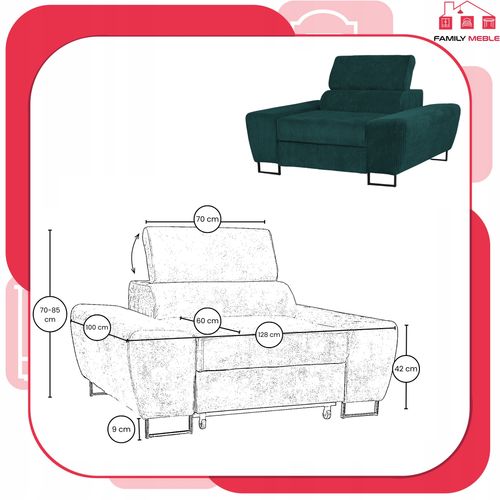 Zestaw mebli wypoczynkowych Savio Sofa 2os fotele zielony Family Meble na Arena.pl