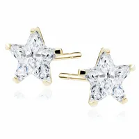 POZŁACANE SREBRNE KOLCZYKI WKRĘTKI GWIAZDKI GWIAZDY 5MM BIAŁE CYRKONIE