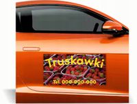 Magnes na samochód auto reklama magnetyczna 60x30 cm TRUSKAWKI SPRZEDAŻ