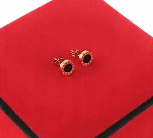 KOMPLET ZŁOTY 3 cz CZARNE OCZKO STAL CHIRURGICZNA na Arena.pl