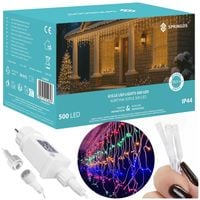 Kurtyna świetlna 1000 led girlanda, lampki wewnętrzno-zewnętrzne 45 m sople multikolor