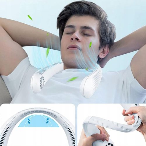 PRZENOŚNY WENTYLATOR WIATRAK NA SZYJĘ USB TRZY REGULOWANE PRĘDKOŚCI 3000mAh na Arena.pl