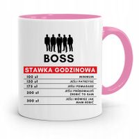 Kubek Różowy Dla Szefa Boss Stawka Godzinowa Z Nadrukiem Ze Zdjęciem