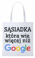 Torba Biała Eco Shopper Dla Sąsiada Sąsiadki Z Nadrukiem Ze Zdjęciem