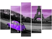 100CM 150CM OBRAZ 5 ELEM CYTRYNA FIOLECIE ŚCIENNY