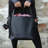 Torba do wózka pojemna czarna ekoskóra ręcznie wykonana