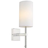 Klasyczna LAMPA ścienna DENVER W01987NI-WH Cosmolight abażurowy kinkiet do salonu nikiel