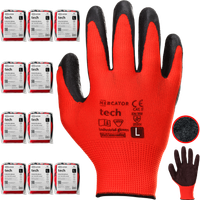 Rękawice Robocze MERCATOR Tech Red+Black Latex - L - 120 Par