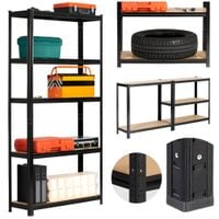 Regał metalowy do garażu piwnicy magazynowy 90x30x180 cm czarny