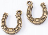 2X Podkowa Amulet Wisior Zawieszki Przypinki CHARMS Szczęście Podkówka Brąz