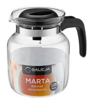 Dzbanek szklany żaroodporny do herbaty kawy MARTA 1,25 L czarny