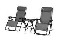 LEŻAKI OGRODOWE DELUX ZESTAW SZARY Z CZARNĄ RAMĄ 2 LEŻAKI ZE STOLIKIEM