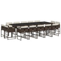 15-cz. zestaw mebli ogrodowych z poduszkami, brązowy, rattan PE