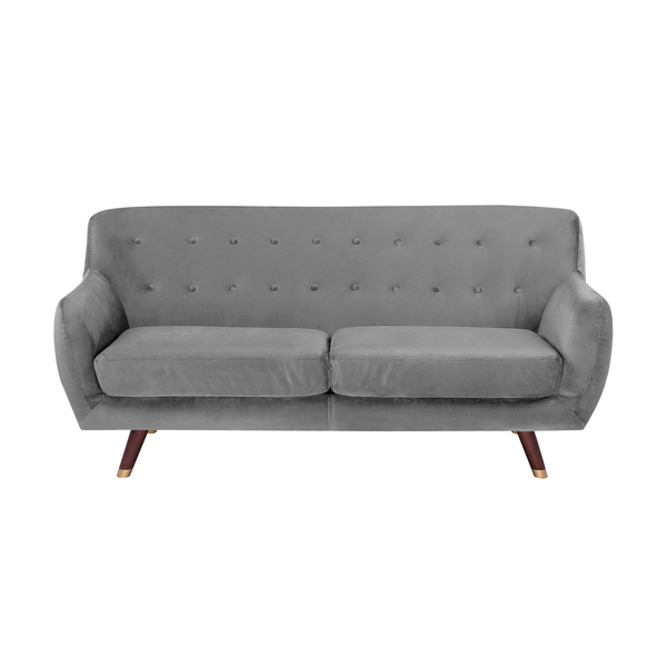 Sofa 3-osobowa welurowa szara BODO zdjęcie 1