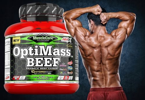 Gainer bez Cukru 5kg OptiMass Beef BCAA Glutamina Węglowodany Beef Protein na Arena.pl