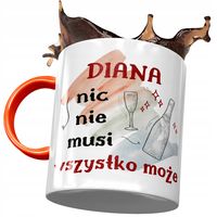Kubek Pomarańczowy Dla Diany Koleżanki Na Prezent Z Nadrukiem Ze Zdjęciem