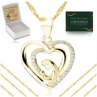 ZŁOTY ŁAŃCUSZEK+MEDALIK 925/585 PREZENT DLA DZIEWCZYNKI NA KOMUNIĘ + GRAWER