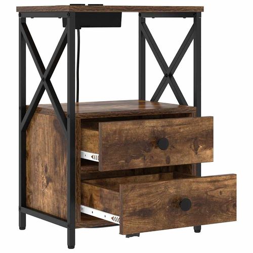 Nocna szafka z stacją ładującą z szufladą Wędzony dąb na Arena.pl