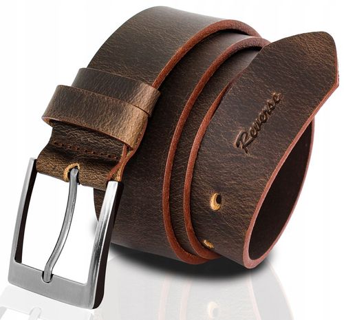 Szeroki skórzany pasek męski do JEANSÓW REVERSE SKÓRA NATURALNA LICOWA 100 na Arena.pl