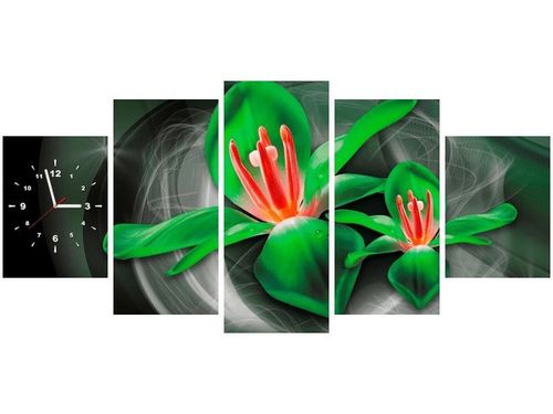 70CM 150CM ZEGAR 5 ELEM ZIELONE KOSMICZNE KWIATY JAKUB BANAŚ DRUK OBRAZ na Arena.pl