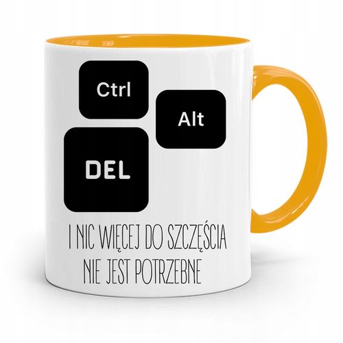 Kubek Żółty Informatyka Programisty Ctrl Alt Del Z Nadrukiem Ze Zdjęciem na Arena.pl