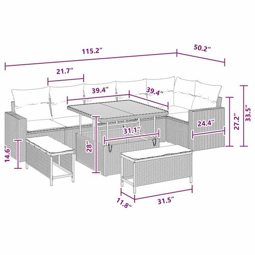 Zestaw Sof na Ogród 9 pcs Czarny polirattan na Arena.pl