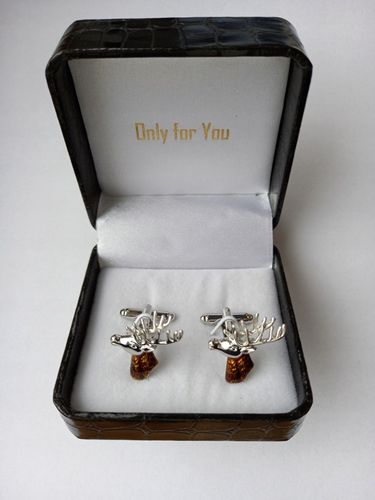 Spinki do mankietów dla myśliwego Głowa Jelenia Jeleń z Porożem + Pudełko na Arena.pl