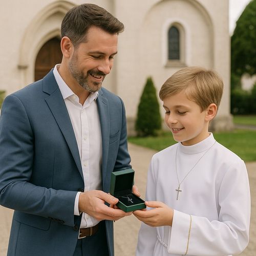 SREBRNY ŁAŃCUSZEK Z KRZYŻYKIEM POLEROWANA STAL CHIRURGICZNA + SZKATUŁKA na Arena.pl