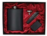 Czarna Piersiówka + Zapalniczka + Lejek + Scyzoryk w Zestawie na Prezent