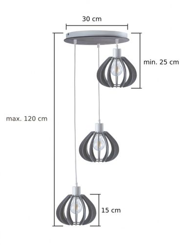 Lampa wisząca 3xE27 NICOLETA GREY 836 na Arena.pl