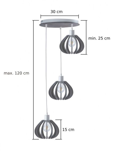 Lampa wisząca 3xE27 NICOLETA GREY 836 zdjęcie 3