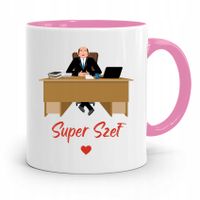 Kubek Różowy Prezent Dla Szefa Super Szef Z Nadrukiem Ze Zdjęciem