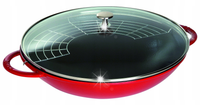 Staub Wok żeliwny z pokrywką 37 cm, czerwony FRANCJA