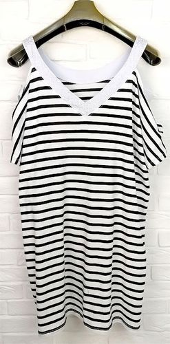 ORYGINALNA MODNA PIĘKNA DAMSKA BLUZKA TUNIKA WYCIĘTE RAMIONA 50 52 54 56 UN na Arena.pl