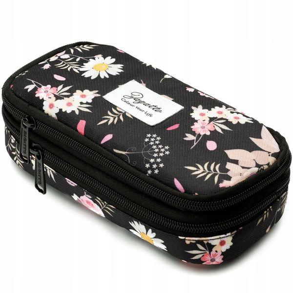 Piórnik dwukomorowy w kwiaty saszetka do szkoły dwie komory pojemny ZAGATTO zdjęcie 4