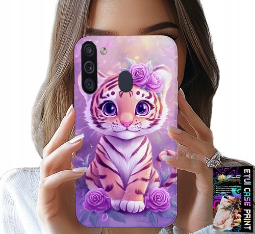 ETUI DO SAMSUNG GALAXY A21 - SŁODKI TYGRYSEK NA RÓŻOWYM TLE + SZKŁO na Arena.pl