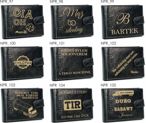 Portfel męski z grawerem NAPISEM PREZENT dla niego na Arena.pl