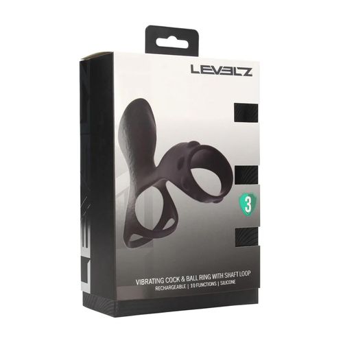 Vibrating Silicone Cock And Ball Ring With Shaft Loop - Black na Arena.pl